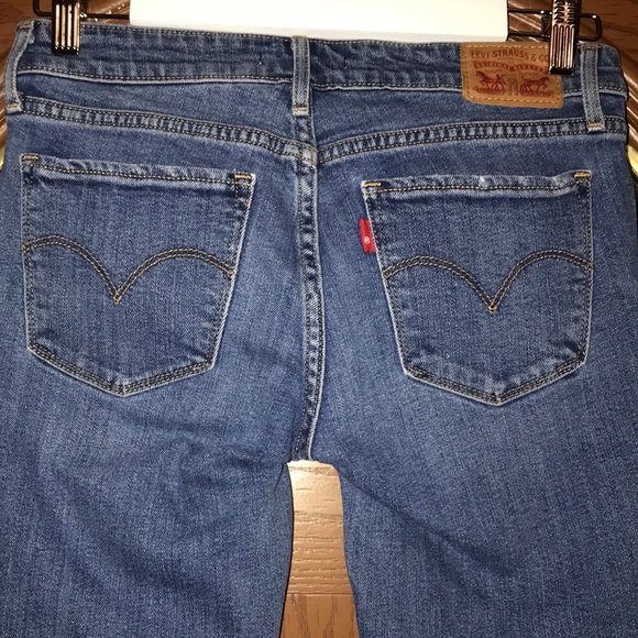 Levi’s Distressed 711 Skinny Jeans Mid-Rise Medium Blue Wash Denim - Picture 10 of 15